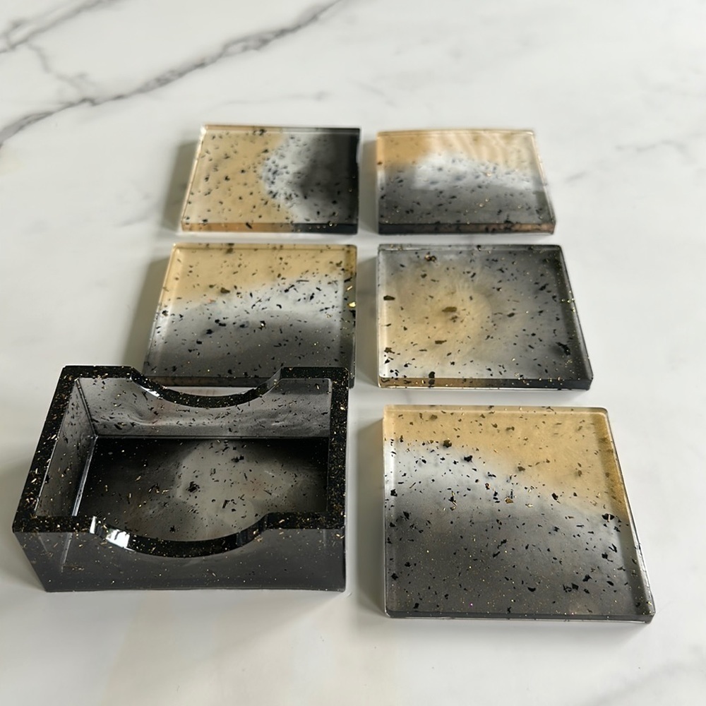 Handmade black & gold coasters